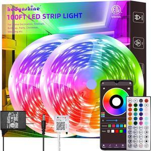 100Ft Smart LED Strip Lights Dimmable Color Changing by APP and 40Key Controller Indoor led Strip Lights Sync to Music led Lights for Bedroom