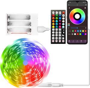 Battery Powered Led Strip Lights 25 ft LED Lights for Bedroom Battery Operated Color Changing Lights Music Sync App Remote Control RGB USB Led Lights for TV Room Rope Lights