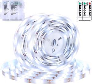 2PACK LED Strip Lights Battery Operated 9.8FT 90 LED Strip Lights with Remote Controller Timer Dimmable Self-Adhesive Waterproof Flexible Light Strip for Bedroom Room Outdoor Table Kitchen Decor