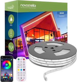 Smart Outdoor Rope Light 52.5ft Music Sync RGB LED Strip Lights App Control and RF Remote Color Changing Dimmable Tape Exterior Lighting Kit for Garden Decorative Stairs Party 24V IP65