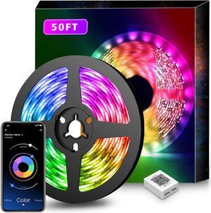 Led Lights for Bedroom 50ft(1 Roll of 50ft) Music Sync Color Changing Led Strip Lights Smart with Remote and App Control Built-in Mic for Party Home Room Decor Luces LED para Cuarto