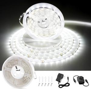 White LED Strip Light 49.2 Feet 24 Volt LED Light Strip White 6000K Daylight Super Bright LED Tape Light for Bedroom Kitchen Closet Cabinet Mirror Indoor(Dimmer Included)