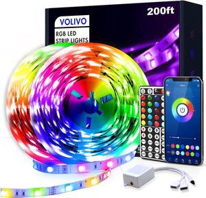 Led Strip Lights 200ft App Controlled Bluetooth Led Light Strip Sync with Music Color Changing Led Lights for Bedroom Home Decoration