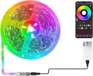 Led Strip Lights Battery Powered 32ft USB Led Light Strip with Music Sync App Control Remote RGB Color Changing Battery Operated LED Lights for Bedroom TV Home and DIY Decoration