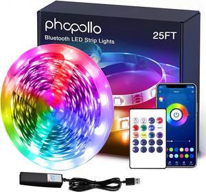 Led Strip Light 25ft led Light Strips with Remote & App Music Sync Mode with Mic Smart Flexible12v Led Lights for Bedroom Ceiling Party Stairs USB Powered