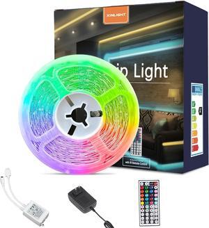 LED Strip Lights 9.8ft RGB Color Changing Light Strip Kit with Remote and Control Box for Room Bedroom TV Cupboard Decoration Bright 5050 LEDs Easy Installation