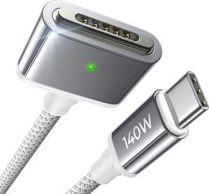 140W Magnetic 3 Cable for MacBook Charger USB C to Magnetic Cable Safe 3 Nylon Braided 6.6FT Fit for MacBook Air 2023/2022(M2) MacBook Pro 2023(M3 M2 14-16 inch) MacBook Pro Charger Cord (M1)