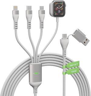 100W USB C Fast Charge Multi Charging Cable for  Watch and iPhone 15 10FT 4 in 2 USB C/A Fast Charging Cable Compatible with All iWatch iPhone MacBook iPad  Galaxy and Other Type-C Devices