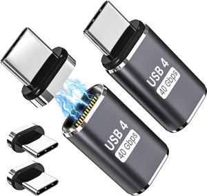 Magnetic USB C Extender Adapter (2 Pack) Magnetic USB C Adapter W/ 4 Connector Tips Straight 240w USB4 40Gbps 8K 60Hz for Thunderbolt 3/4 MacBook Pro/Air