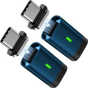 USB C Magnetic Adapter(2 Pack) 24Pins Magnetic USB C Adapter Straight PD 100W Fast Charge USB 3.1 10Gbps Transfer Speed 4K 60Hz Video Output for Thunderbolt 3 MacBook Pro/Air