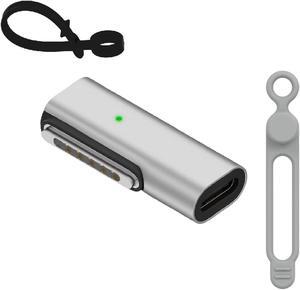 USB C to Magnetic 3 Side Bend Adapter for MacBook Pro Air Silver 140w Right Angle Converter Type-C to Mag-Safe 3 Adapter 90 Degree