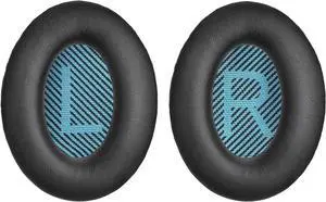 Replacement Ear-Pads Cushions for  QuietComfort QC-35 QC-35-ii QC-25 QC-15 QC-2 Headphone Ae2/Ae2i/Ae2W SoundLink SoundTrue Around-Ear with Soft Protein Leather Added Thickness (Black)