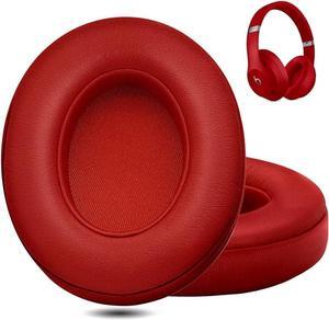 Professional Headphone Replacement Ear Pads for Beats Studio 2 & 3 (B0501 B0500) Wired & Wireless | Does NOT Fit Beats Solo Enhanced Foam Luxurious PU Leather (Red)