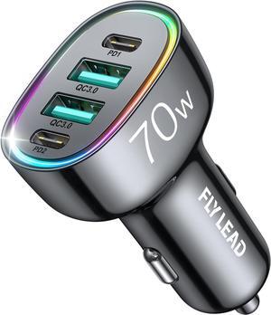 70W 4 Port Super Fast USB C Car Charger Adapter - A Must for Family Travel