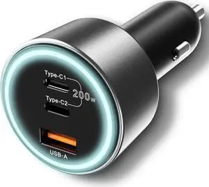200W USB C Car Charger, Graaci PD 100W Type C Car Charger Adapter, QC5 PPS 45W Super Fast Charging for MacBook Pro Air, iPhone 15 Pro Max, Galaxy S22 S23 Ultra, iPad, Laptops