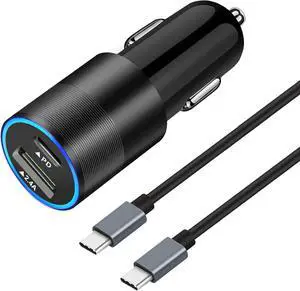 USB C Fast Car Charger Power Charging Adapter 20W PD 3.0 Rapid Cigarette Lighter for iPhone 15/Pro/Pro Max/Plus iPad Pro 2022/Air 5/Mini 6 Galaxy S24 Ultra Pixel 8+3ft Type C Cable Cord