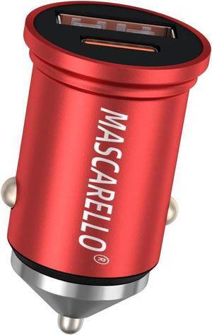 Mini Car Charger 40W USB C Fast Charging Adapter Compatible iPhone Type C Car Charger with Cigarette Lighter Plug Automobile Chargers for Cell Phone Car USB Charger Multi Port (Red)