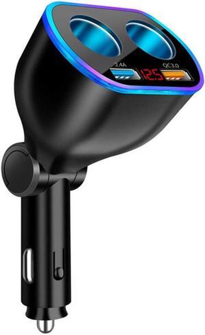 Car Charger Cigarette Lighter Splitter Adapter 120W QC3.0 Dual USB Car Charger with LED Voltmeter 12/24V Sockets Splitter Cigarette Lighter USB Charger Fast Charging for Phone Tablets GPS Dash Cam