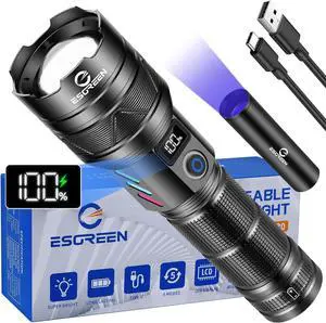 Rechargeable Flashlights 2000 High Lumens Long Range 5000ft Super Bright LED Flashlight USB C High Powerd Multi-Functional Heavy Duty Strong Flash Light High Beam for Emergency Security Camping