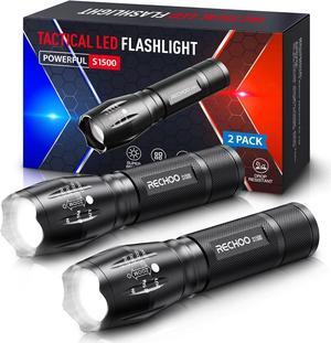 Tactical Flashlights 2 Pack Bright Zoomable LED Flashlights High Lumens with 5 Modes Portable Small Flash Light for Emergency Camping and Outdoor Use