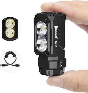 WUBEN E7 1800 Lumen Rechargeable Mini Flashlight with Magnet - Super Bright 6 Modes EDC Flashlight, Typ-C Rechargeable LED; IP68 Pocket Flashlight for Headlamp Use, Rescue, Camping