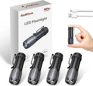 Small LED Flashlight 4 Pack Rechargeable EDC Compact Pocket Lights 400 Lumens Mini Flash Light with Clip Bright Little Flashlights for Home Emergency Camping Outdoor 4B