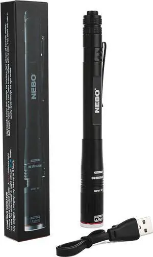 INSPECTOR RC Pen Light | 360 Lumens 3 Light Modes Rechargeable & AAA Battery Powered LED Flashlight Waterproof Compact & Durable Pocket Clip for EDC Includes USB Charging Cable