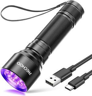 UV Flashlight Black Light 21 LED 395nm Ultraviolet Rechargeable Flashlights UV Light Waterproof Portable BlackLight Flashlights for Pet Urine Detection Dry Stains Bed Bug Fluorescent Agent