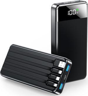 Portable Charger 35000mAh Power Bank - Portable Battery with 4 Built in Cables 22.5W Fast Charging Battery Pack Compatible with iPhone 15 14 13  Android Cell Phone etc (1 Pack Black)