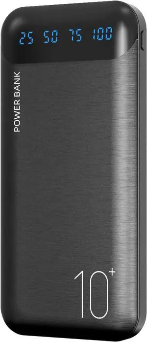 Power Bank 10000mAh Mobile Phone Portable Charger External Battery Pack with 2 USB 2.4 A Outputs and USB C Input Compatible with  iPhone 12 11 X iPad  Galaxy S20 Android Tablet (Black)