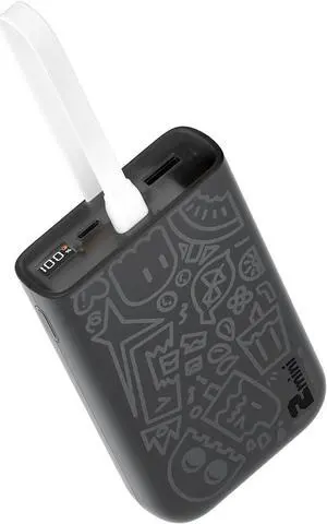 Graffiti Style Portable Charger with Built-in USB C Cable 30W Fast Charging 20000mAh Power Bank LED Display Travel Essentials Battery Pack Compatible with Motorola  iPad All Cellphones