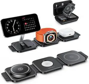 3 in 1 Charging Station for iPhone 15/14/13/12 Series, Travel Charger for Multiple Devices for AirPods 3/2/Pro,Wireless Charger Magnetic Charging for Apple Watch Series(Black) 3 in 1 Charging Station for iPhone 15/14/13/12 Series, Travel Charger for Multiple Devices for AirPods 3/2/Pro,Wireless Charger Magnetic Charging for Apple Watch Series(Black)
