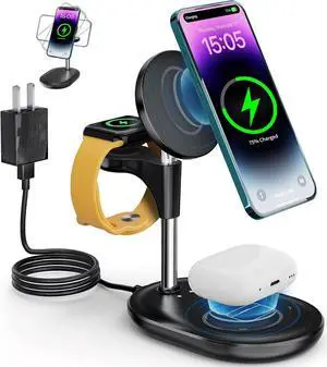 Wireless Charging Station for Multiple Devices Apple, 3 in 1 Wireless Charger Stand Mag-safe Charger for iPhone 15 14 13 12 Pro Max/Plus/Pro Apple Watch AirPods, Gifts for Men Women (Black) Wireless Charging Station for Multiple Devices Apple, 3 in 1 Wireless Charger Stand Mag-safe Charger for iPhone 15 14 13 12 Pro Max/Plus/Pro Apple Watch AirPods, Gifts for Men Women (Black)