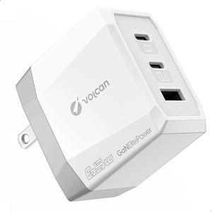 65W USB C Charger GaN Fast Charger 3-Port Handy Wall Charger with PD for Laptops Tablets & Phones (iPhone iPad MacBook Pro/Air  Motorola Google Pixel Xiaomi and More) (65W)