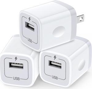 USB Plug Wall Adapter for iPhone 1A/5V Single Port Phone Wall Charger Block Charging Cube Box Brick 3 Pack for iPhone 15 Pro Max/14/13/12/11  Galaxy S24/S23/S22/S21/S20/A55/A14 Google Pixel 8a