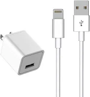 i Phone Charger [MFi Certified] Travel Home Wall Charger and a Charging Cable Compatible with i Phone 14 13 12 11 i Phone SE X 8 7 6 5 i pad Mini pod Touch and i pods (5 Feet)