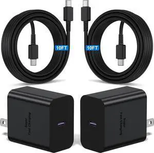 2Pack 45W Super Fast Charger Type C 10ft USB C Wall Charging and Long Android Phone Charger Cable Cord for  Galaxy S25 Ultra/S25 Plus/S25/S24+/S24 Ultra/S23 Ultra/S22 Plus/S21/Note 20/Note10+