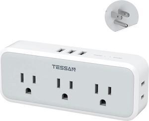 Multi Plug Outlet Splitter Surge Protector 5 Outlet Extender with 3 USB Wall Charger 3-Sided Multiple Plug Expander for Home Office Dorm Room Essentials