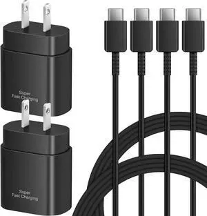 Type C Charger Fast Charging - 25W USB C Charger Block, Android Phone Wall Charging with 6Ft Type C to C Cable for Galaxy S25 Ultra/S25/S25+/S24 Ultra/S24/S24+/S23/S22 S21/S20/Note 20/Note 10 (Black)
