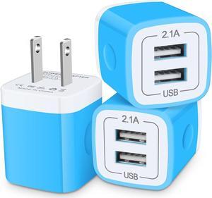 Wall Charger Block, USB Wall Plug, 3 Pack Double USB Fast Charging Cube Cell Phone Charger Power Adapter Android Box for iPhone 16 15 14 13 12 11 Pro Max XS XR X,iPad,Samsung Galaxy S24 A16 5G,Pixel 9