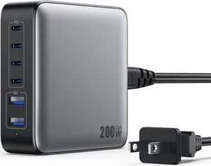 USB C Charger Block 200W, [2024 Upgraded] GaN III 6 Port Fast Charging Station Hub, PD 65W USB C Laptop Charger Compatible with /Air,iPad,iPhone 15/14,Galaxy S23/S24 Steam Deck Dell XPS etc