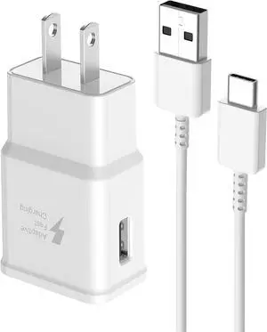 Charger Fast Charging Cord 6ft with USB Wall Charger Block for  Galaxy S10/S10e/S10 Plus/S9/S9 Plus/S8/S8 Plus/Note 20/Note 10/Note 9/Note 8/S20 S21 S22 S23 S24 Ultra/A52/A53/A54/A55