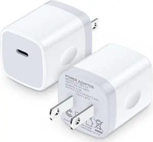 A15 5G Type C Charger Fast Charging Block 2Pack 20W USB C Power Adapter Android Phone Wall Charger Block for  Galaxy S24 Ultra/S23 FE/A25/A54/A14/A13/S22/S21/S20/S10 iPhone 15/14/13/12