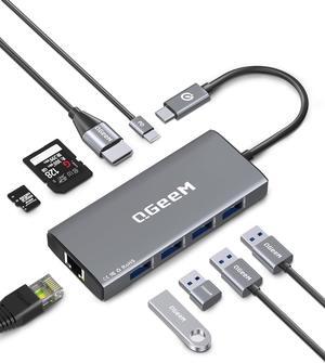 USB C Hub Ethernet 9-in-1 Docking Station with 4K HDMI Card Reader 100W PD USB 3.0/2.0 Gigabit Ethernet USB C Dock Compatible with iPhone 15/Mac Book//HP/Surface/Steam Deck and More