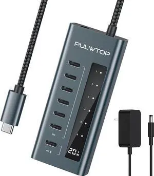 USB C Hub for Laptop 7 in 1 10Gbps USB C to USB C Hub Support Data & Charging(Not Support Video) USB C 10Gbps Ports for iMac MacBook Pro/Air iPad XPS USB Hub Multiport Adapter