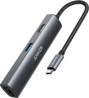 USB C Hub Adapter 5-in-1 USB C Adapter with 4K HDMI Ethernet Port 3 3.0 Ports for MacBook Pro iPad Pro XPS Pixelbook and More