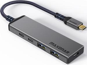 USB C HUB Multiport Adapter with 100W USB C PD Port 2 USB C Data Ports and 2 USB A Data Ports 5-in-1 USB C to USB 3.2 Gen 1 Hub for iPhone 15 Series MacBook Pro/Air iPad Pro Surface XPS Galaxy