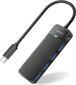 iDsonix USB C Hub 4 Ports, 5Gbps USB C to USB 3.0 Hub Adapter with 4 USB 3.0 Ports, USB C Splitter for MacBook, Mac Pro, iMac, Windows/Mac OS, Linux, Flash Drive, HDD (0.15M/0.5FT) Black