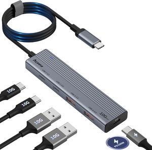 USB C Hub 10Gbps USB 3.2 Gen 2 HUB with 2 USB-C 3.2 and 2 USB-A 3.2 Port 100W Power Delivery 3.3FT Cable Type C Splitter for MacBook Pro/Air iPad Pro and More(Not Support Extend Monitor)