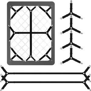 Bed Sheet Straps 6PCS Secure and Fitted Sheet Straps for Full Size BedAdjustable Sheet Clips for Perfectly Fitted Sheet Straps Holders for CornersEnhance Your Sleeping Experience(Black)